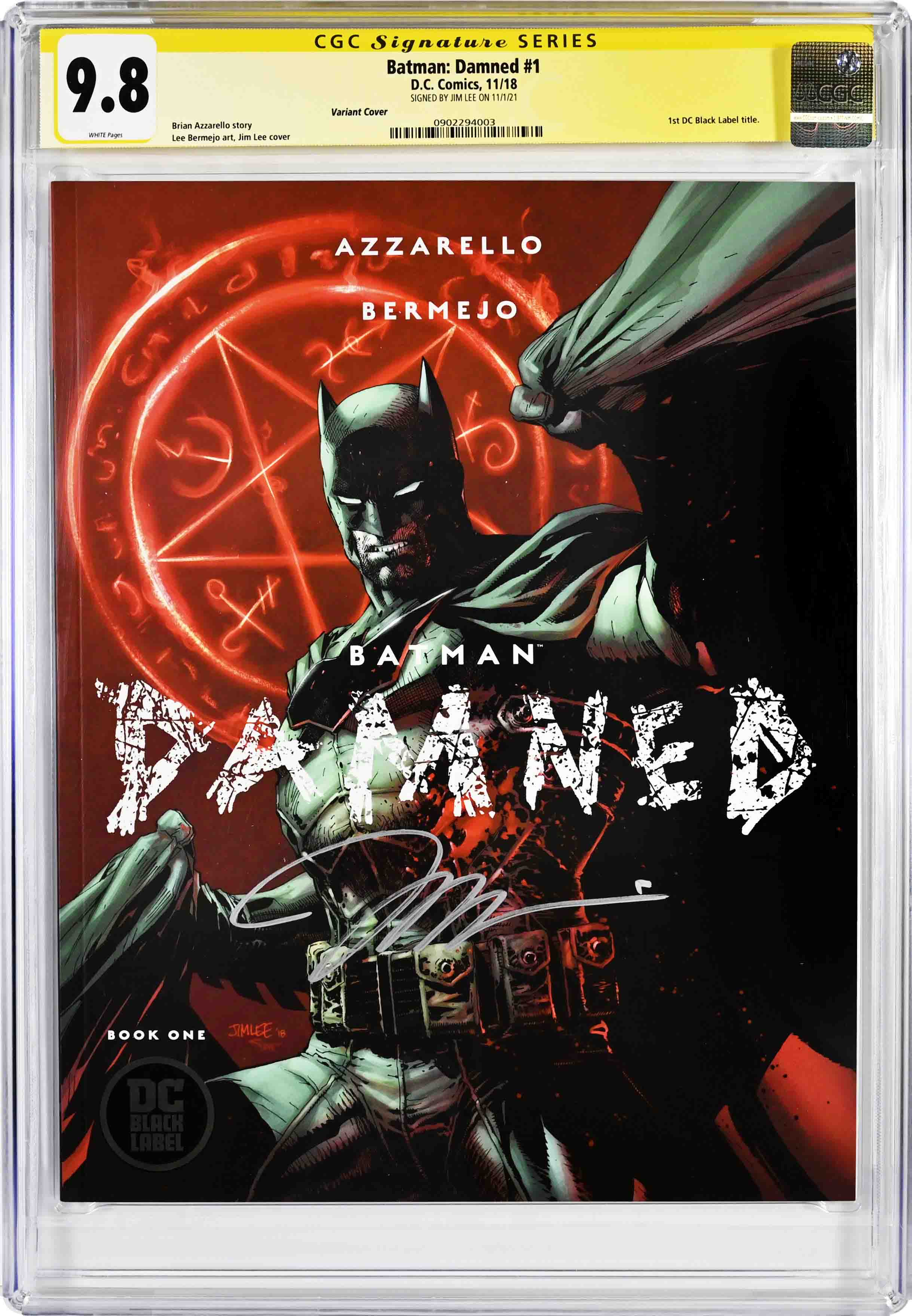 BATMAN DAMNED #1-3 VARIANT CGC SS,  COMPLETE SET,SIGNED in SILVER INK by  JIM LEE,1st PRINTS,UNCUT,CGC SET!